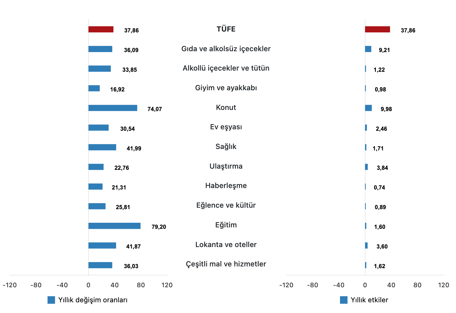 tüfe ana harcama gruplarının yıllık değişim oranları nisan 2025