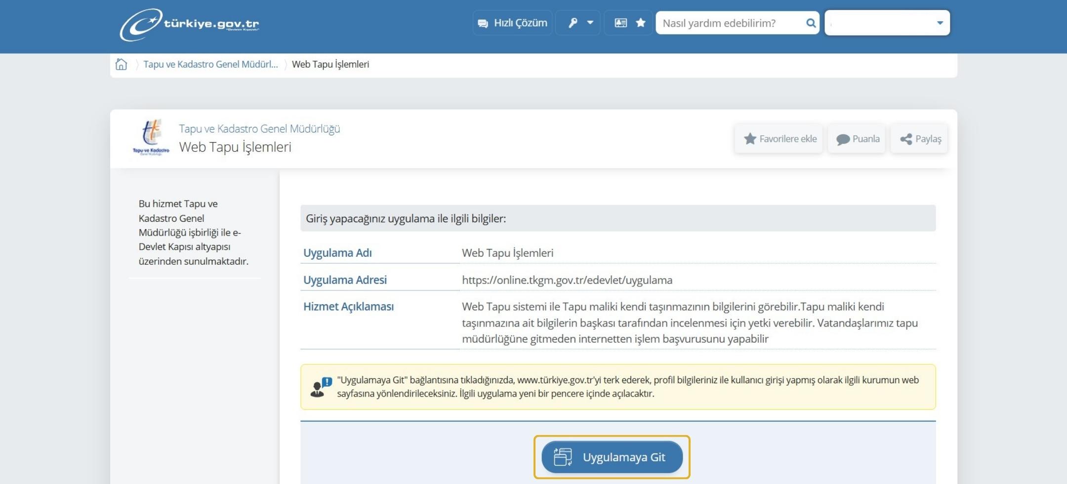 e-devlet web tapu işlemleri ekranı