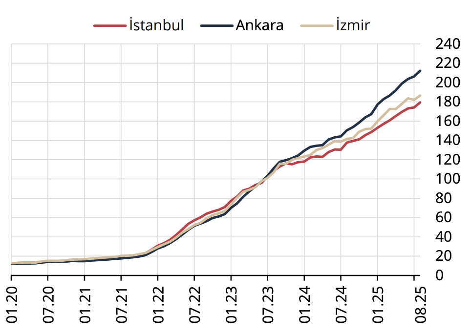 konut fiyat endeksi ağustos 2025 üç büyükşehir